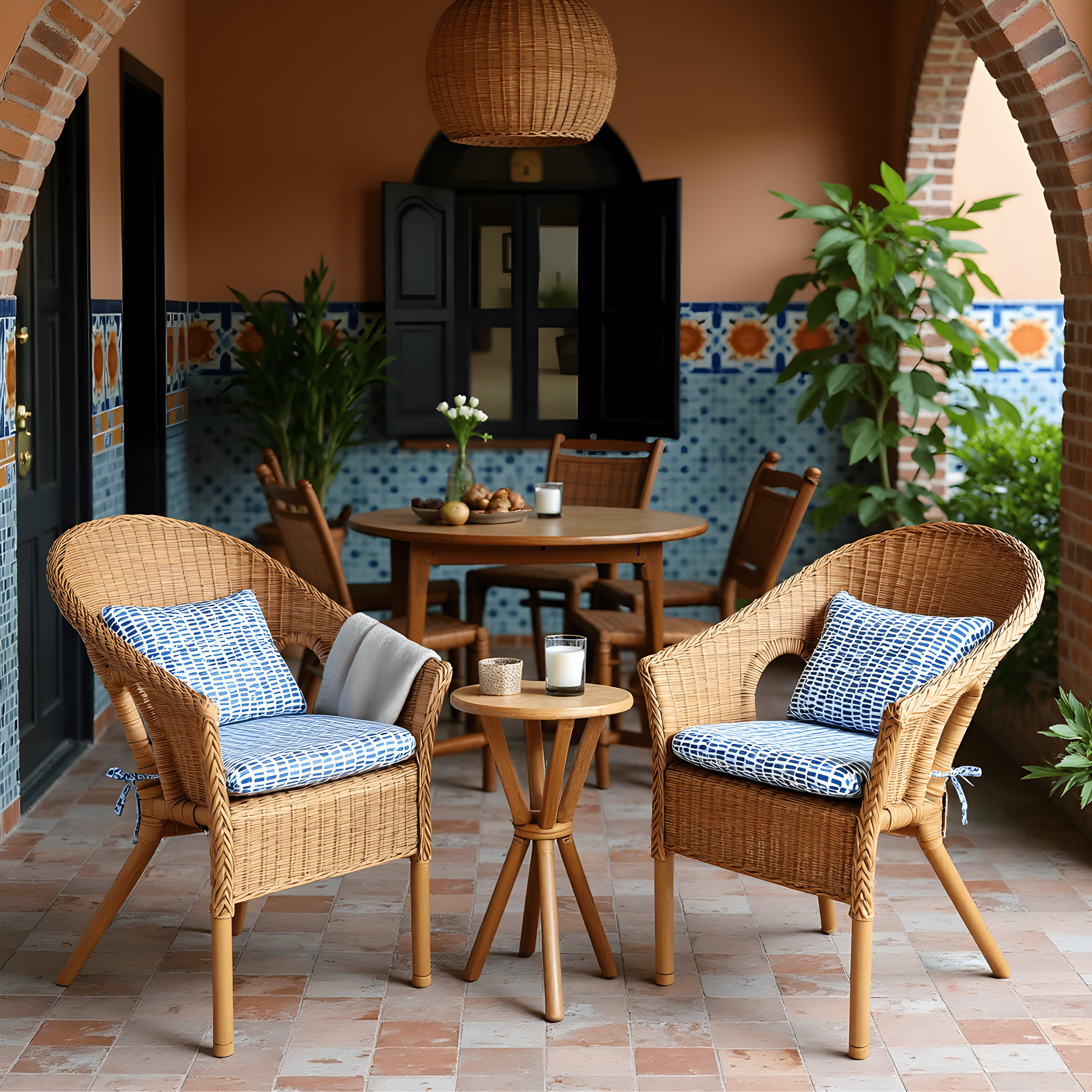 Rockin Cushions IKEA Outdoor Slipcovers Set of 2, Blue Rain U-Shape Outdoor Chair Pad, Removable Covers